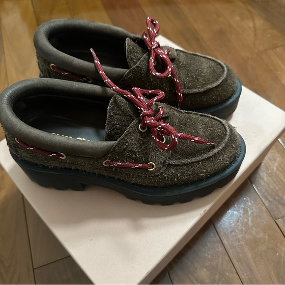 Miu Miu Shoes - MIU MIU Chunky rustic Suede Loafers Brown Size 36.5 6.5